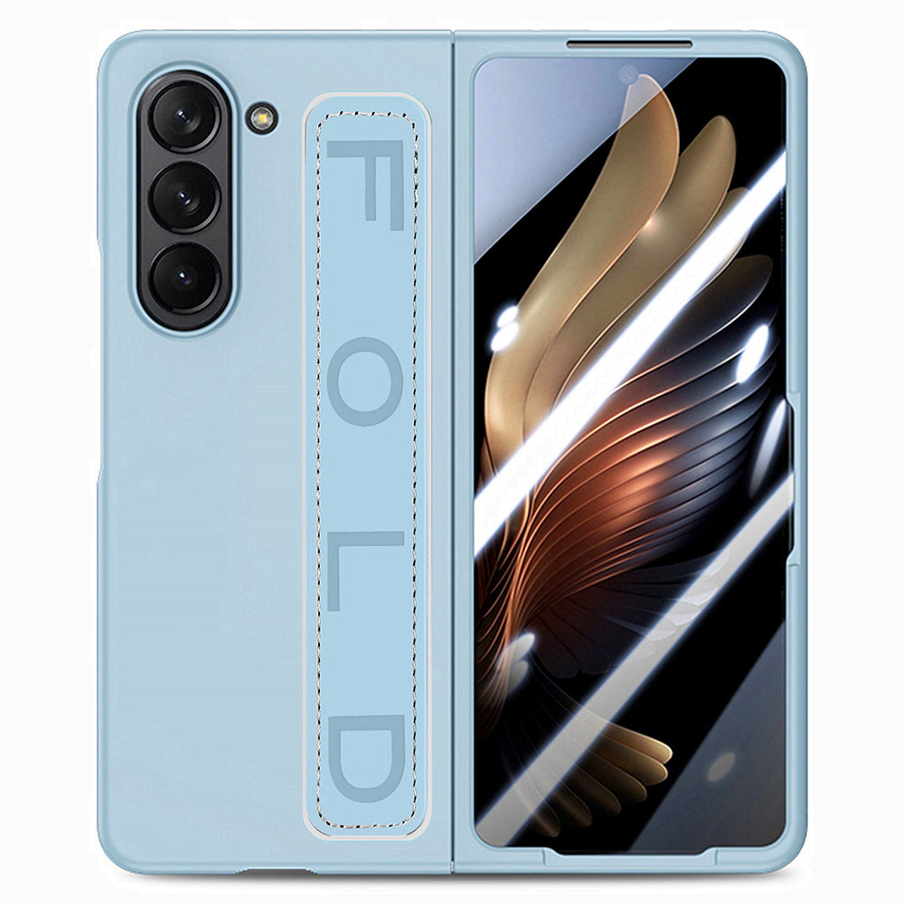 For Samsung Galaxy Z Fold5 5G Hard PC Skin-touch Phone Case Wristband Anti-drop Cover with Tempered Glass Film For Samsung Galaxy Z Fold5 5G Hard PC Skin-touch Phone Case Wristband Anti-drop Cover with Tempered Glass Film